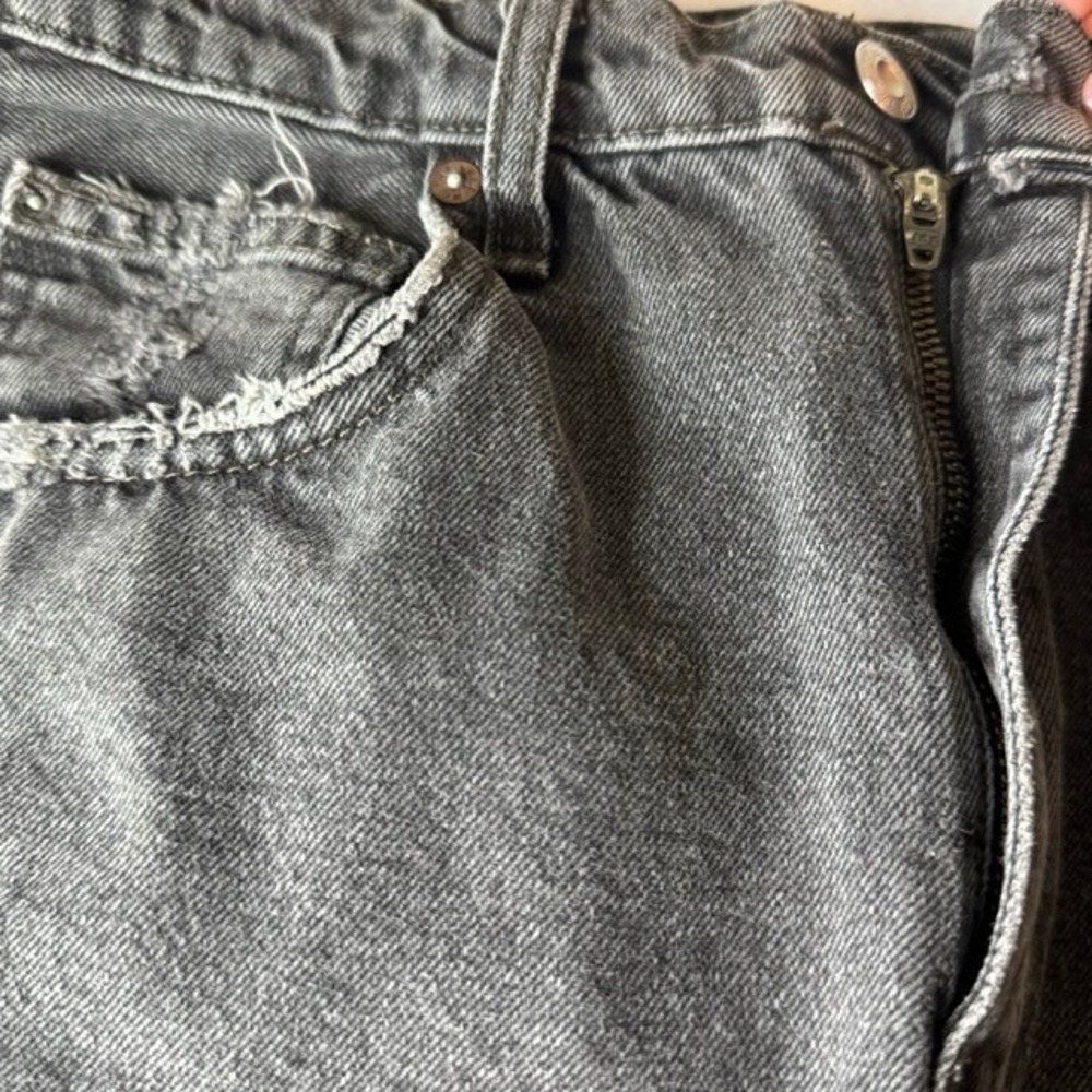 We The Free People Lita Distressed High Rise Straight Leg Jeans Black Sz 28 6 - Picture 14 of 15
